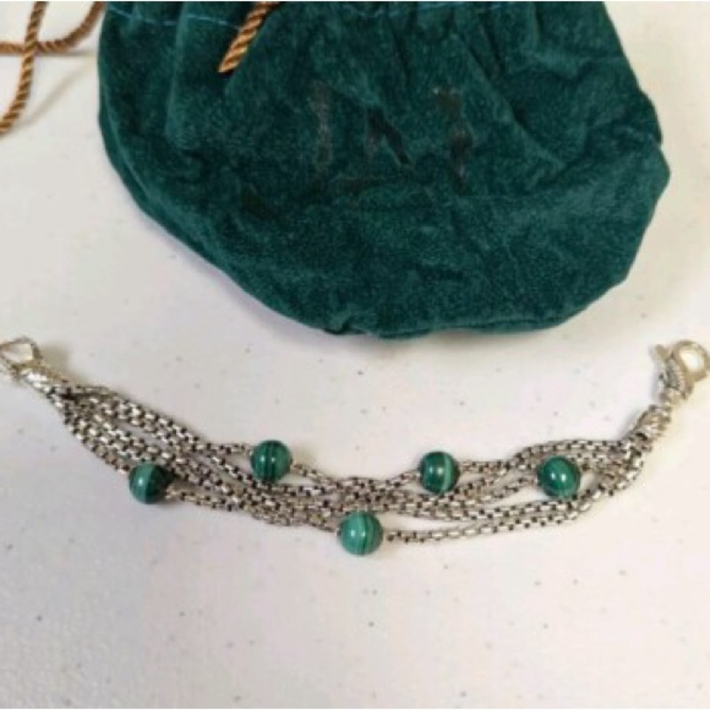John Hardy Silver and Green Beaded Bracelet